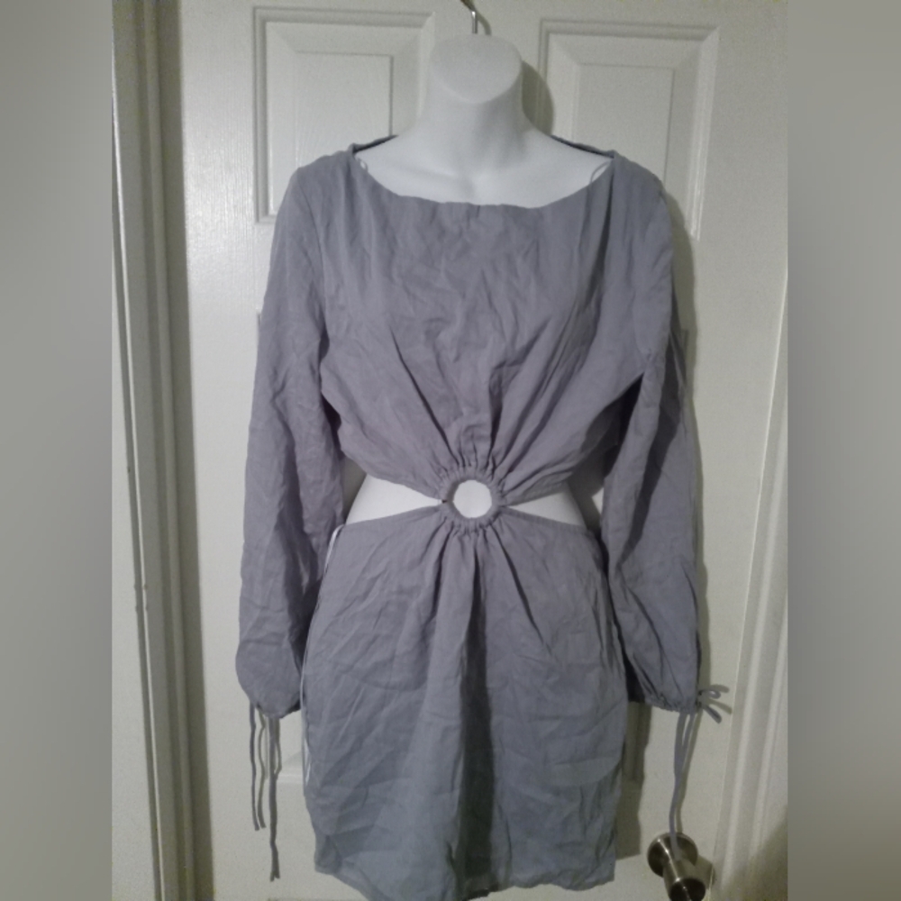 Elegant Light Blue Long Sleeve Dress